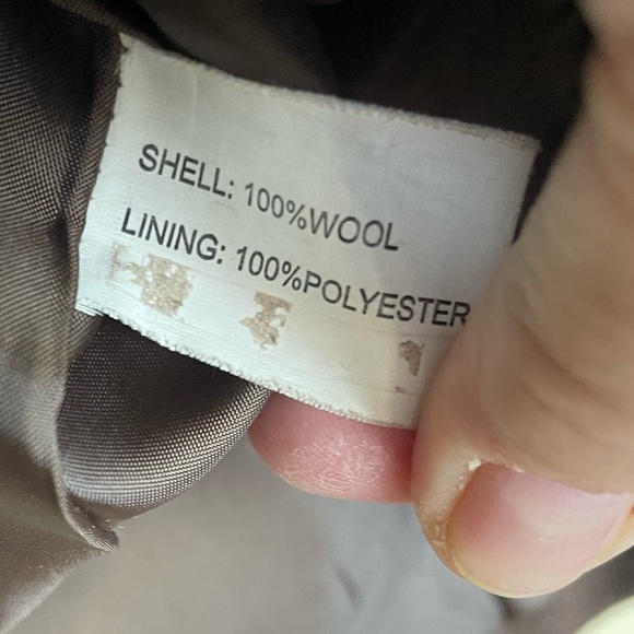 Todd Smith Brown 100% Wool Long Dress Coat with Black Trim Neck & Cuffs Sz 10 - Picture 4 of 14